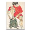 Egon Schiele, Female Model in Bright red Jacket and Pants