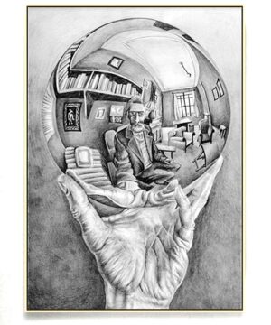 M C Escher, Hand with Reflecting Sphere (1935)