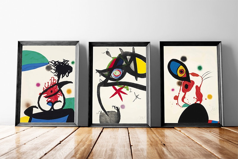 Miró glass framed 2