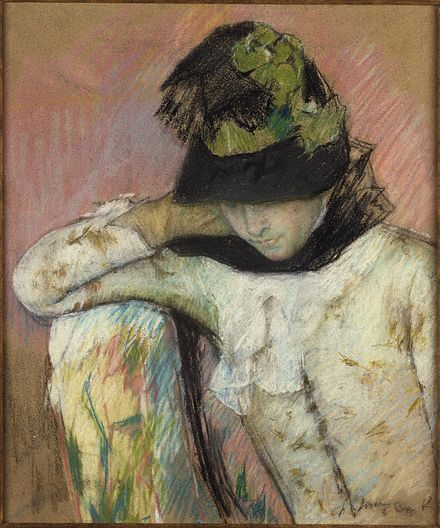 Mary Cassatt, Young Woman in a Black and Green Bonnet