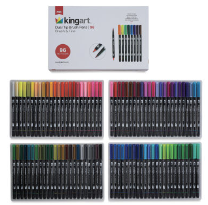 Kingart Dual Tip Brush Pen Set